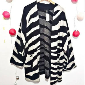 H&M patterned oversized cardigan sweater XS